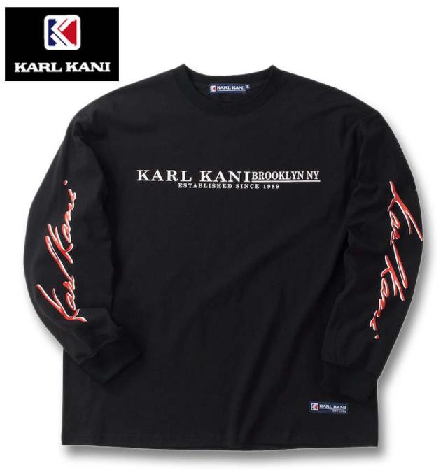 大きいサイズ KARL KANI 天竺 長袖 Tシャツ ブラック 3L 4L 5L 6L 8L/1278-4610-2-88