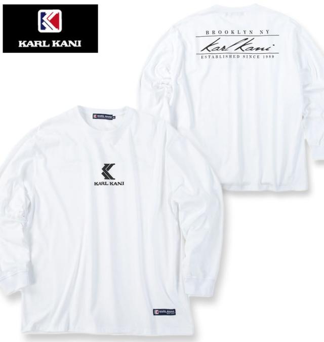 大きいサイズ KARL KANI 天竺 長袖 Tシャツ ホワイト 3L 4L 5L 6L 8L/1278-5335-1-88