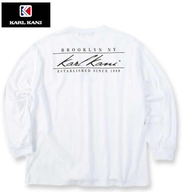 大きいサイズ KARL KANI 天竺 長袖 Tシャツ ホワイト 3L 4L 5L 6L 8L/1278-5335-1-88