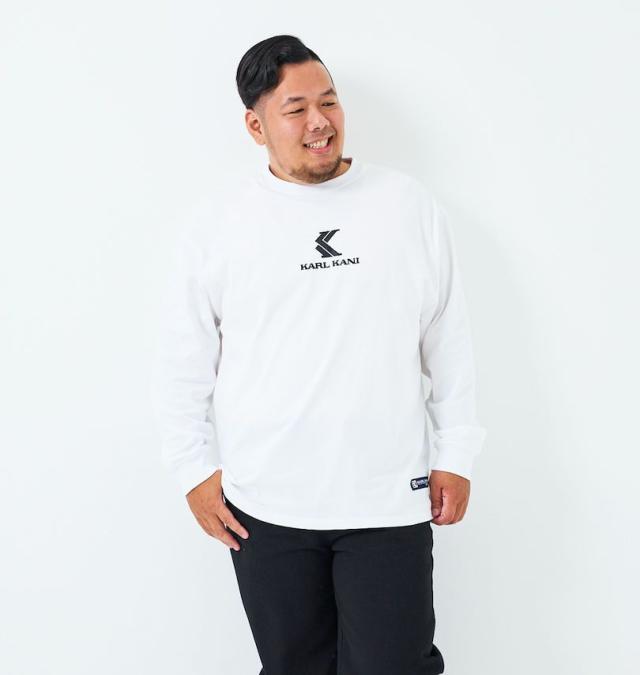 大きいサイズ KARL KANI 天竺 長袖 Tシャツ ホワイト 3L 4L 5L 6L 8L/1278-5335-1-88