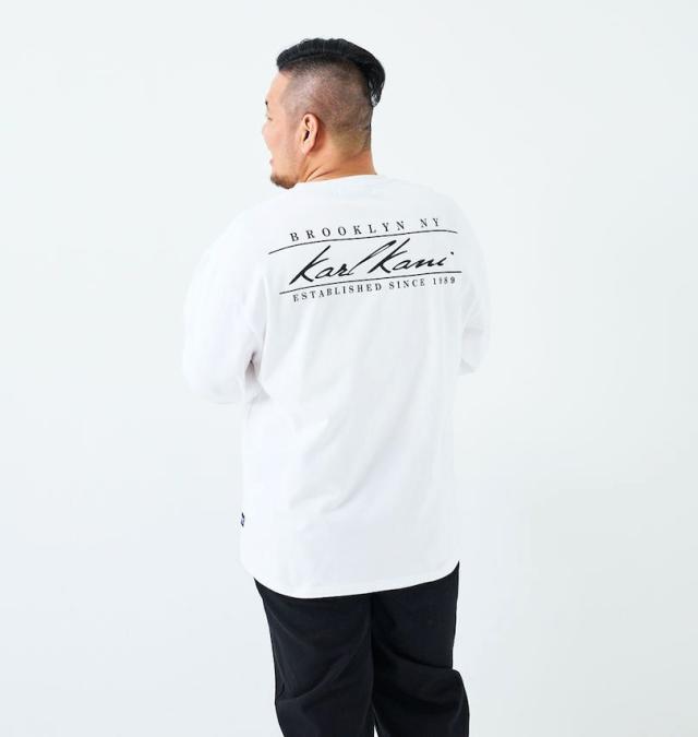 大きいサイズ KARL KANI 天竺 長袖 Tシャツ ホワイト 3L 4L 5L 6L 8L/1278-5335-1-88