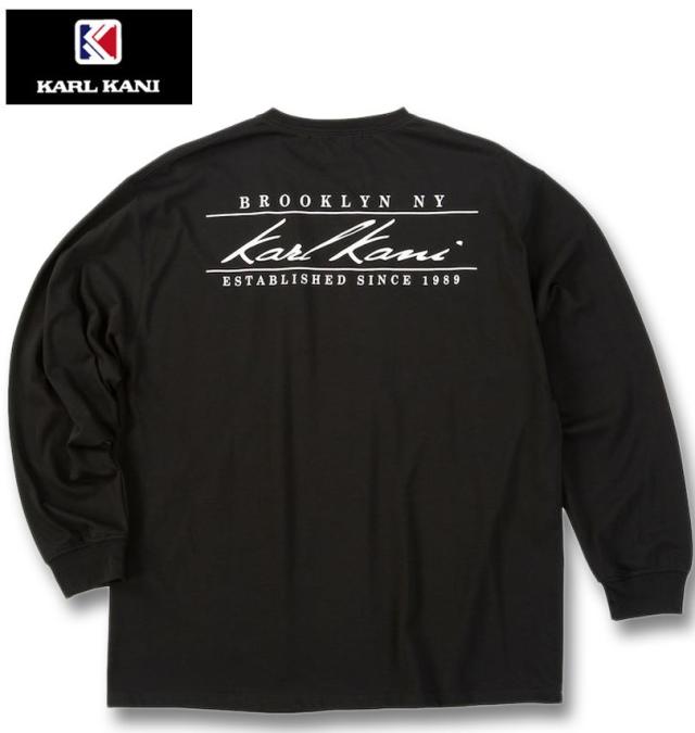 大きいサイズ KARL KANI 天竺 長袖 Tシャツ ブラック 3L 4L 5L 6L 8L/1278-5335-2-88