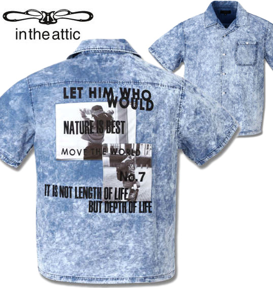 大きいサイズ in the attic ケミカル半袖オープンシャツ ケミカル