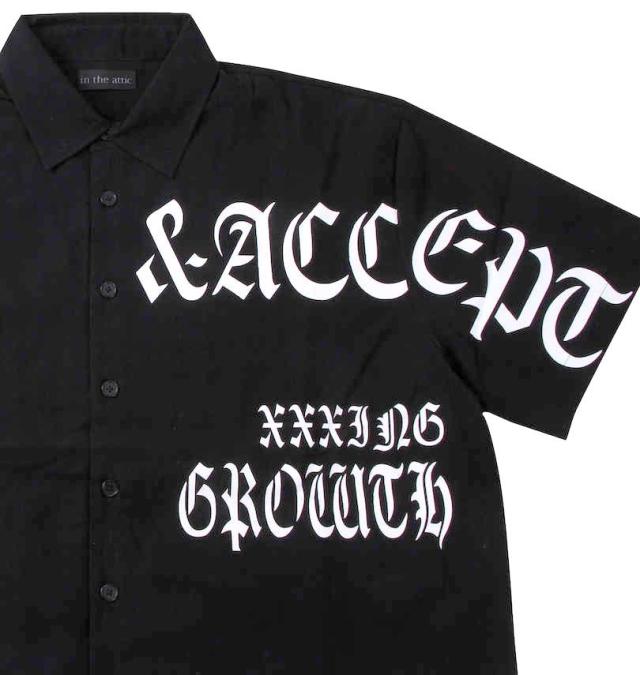大きいサイズ in the attic ランダムロゴ半袖シャツ ブラック 3L 4L 5L 6L/1257-3200-2-89