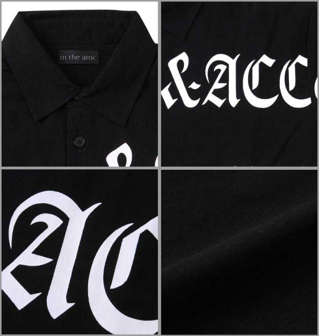 大きいサイズ in the attic ランダムロゴ半袖シャツ ブラック 3L 4L 5L 6L/1257-3200-2-89