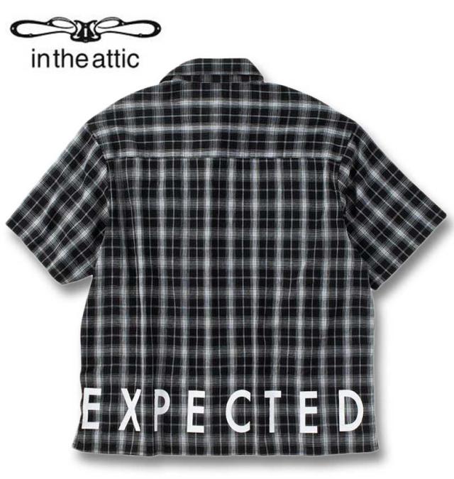 大きいサイズ in the attic ロゴプリント 半袖 シャツ ブラックチェック 3L 4L 5L 6L/1257-4200-1-89