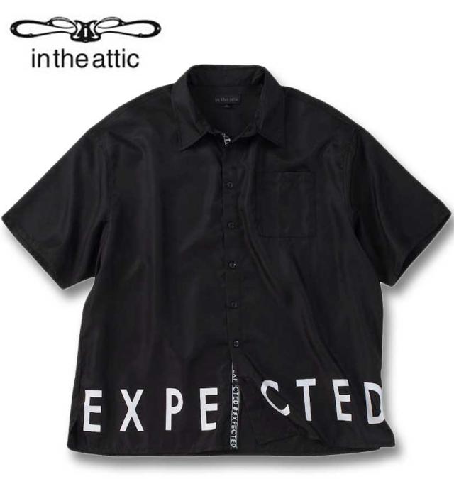 大きいサイズ in the attic ロゴプリント 半袖 シャツ ブラック 3L 4L 5L 6L/1257-4200-2-89