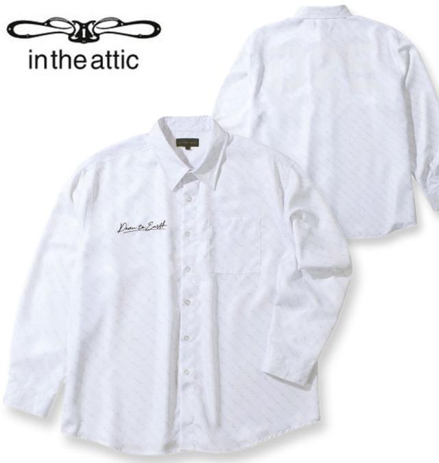 大きいサイズ in the attic 総柄 バイアスプリント 長袖シャツ ホワイト 3L 4L 5L 6L/1257-4330-1-89