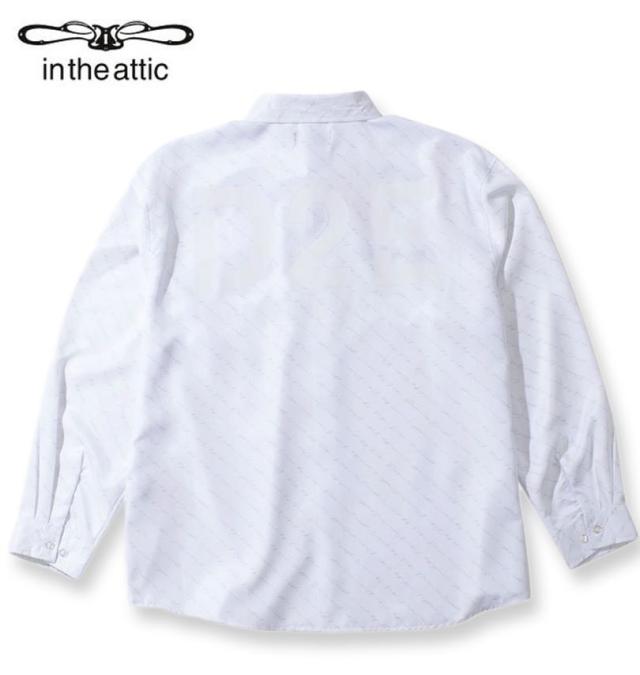 大きいサイズ in the attic 総柄 バイアスプリント 長袖シャツ ホワイト 3L 4L 5L 6L/1257-4330-1-89