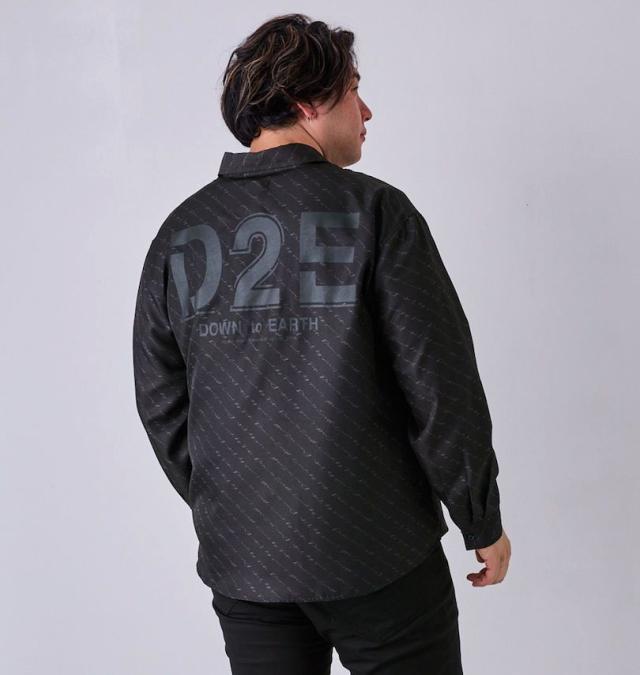 大きいサイズ in the attic 総柄 バイアスプリント 長袖シャツ ブラック 3L 4L 5L 6L/1257-4330-2-89