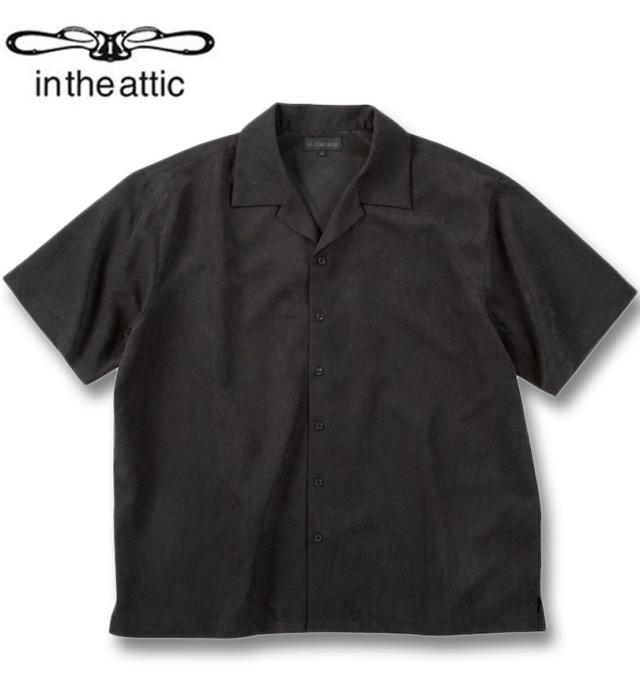 大きいサイズ in the attic 刺繍 ポリピーチ 半袖シャツ ブラック 3L 4L 5L 6L/1257-5200-2-89