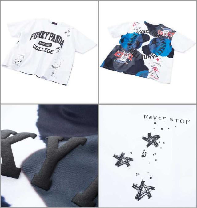 大きいサイズ FUNKY PANDA by in the attic イタズラカレッジロゴ 半袖 Tシャツ ホワイト 3L 4L 5L 6L/1258-4200-1-89