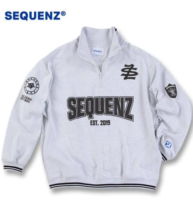 大きいサイズ SEQUENZ 90sフレバ ハーフジップ スウェット アッシュグレー 3L 4L 5L 6L/1258-4341-1-89