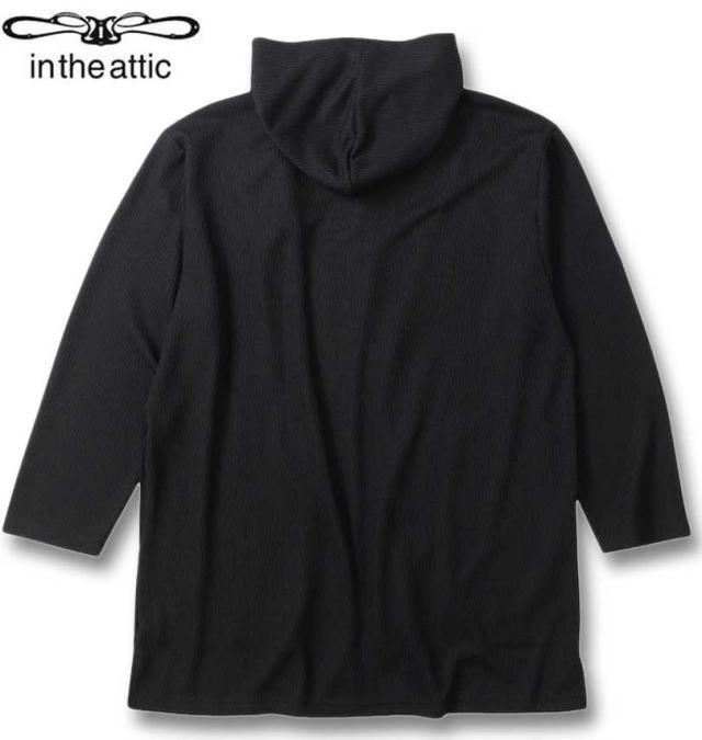 大きいサイズ in the attic ジャガード ニット フーディガン ブラック 3L 4L 5L 6L/1258-4375-2-89