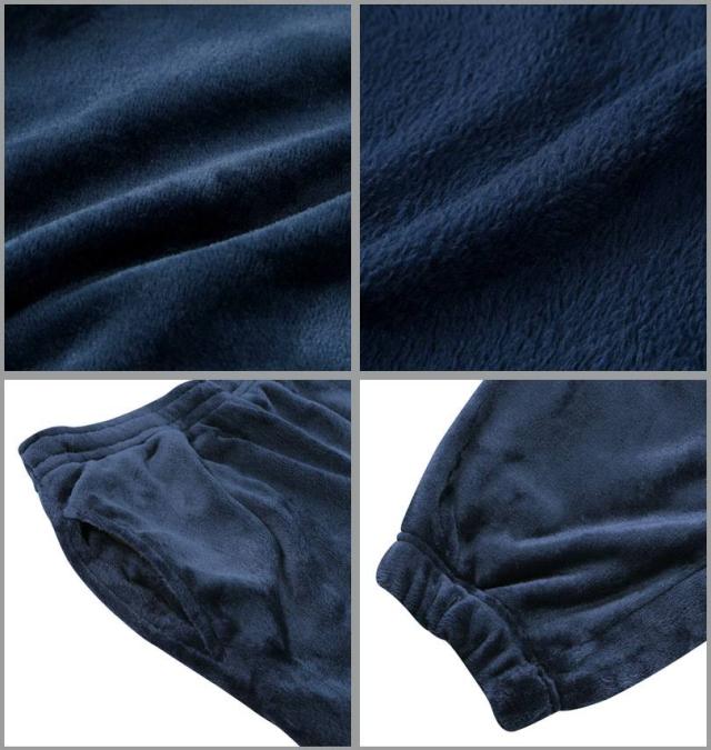 大きいサイズ 黒柴印和んこ堂 ふわもこ フルジップパーカー&パンツ 上下セット ネイビー 3L 4L 5L 6L 8L/1258-5323-1-89