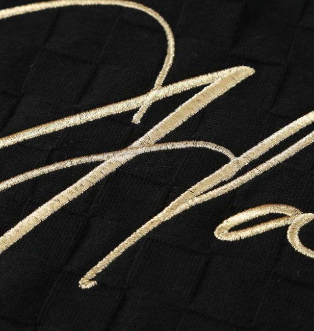 大きいサイズ GLADIATE 刺繍 ブロックジャガード 長袖 Vネック Tシャツ ブラック 3L 4L 5L 6L/1258-5330-2-89