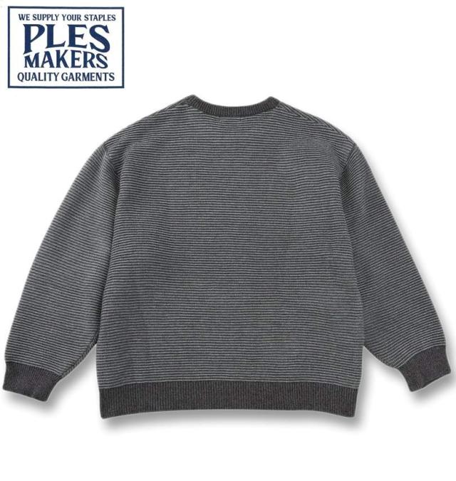 大きいサイズ PLES 7G ガーター 天竺 クルーネック セーター グレー 3L 4L 5L 6L/1258-5381-1-89