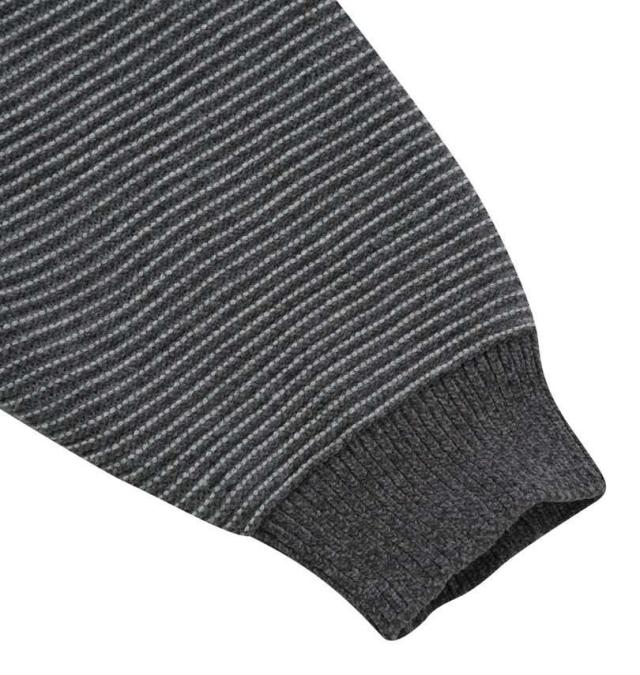 大きいサイズ PLES 7G ガーター 天竺 クルーネック セーター グレー 3L 4L 5L 6L/1258-5381-1-89