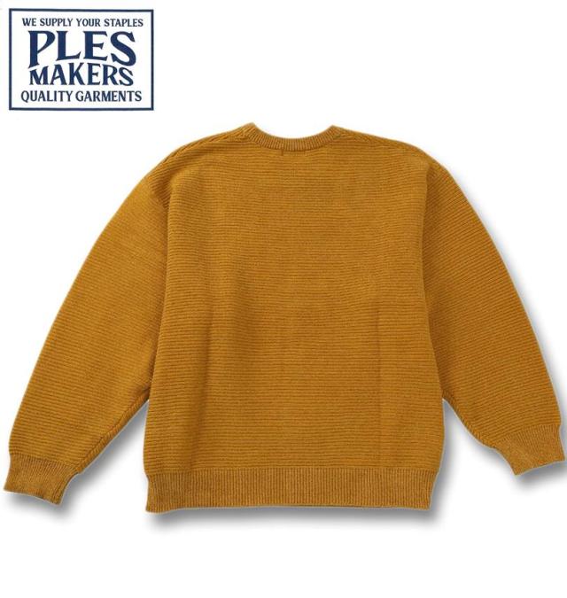 大きいサイズ PLES 7G ガーター 天竺 クルーネック セーター マスタード 3L 4L 5L 6L/1258-5381-3-89