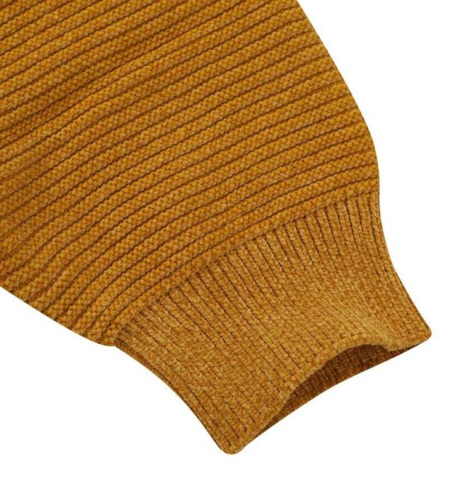 大きいサイズ PLES 7G ガーター 天竺 クルーネック セーター マスタード 3L 4L 5L 6L/1258-5381-3-89