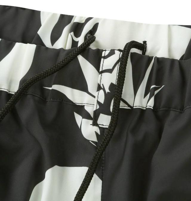 大きいサイズ FUN for modemdesign PINEAPPLE OJI柄 アロハ ショーツ ブラック×ホワイト 3L 4L 5L 6L 8L/1274-5540-2-89