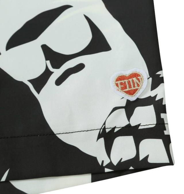 大きいサイズ FUN for modemdesign PINEAPPLE OJI柄 アロハ ショーツ ブラック×ホワイト 3L 4L 5L 6L 8L/1274-5540-2-89