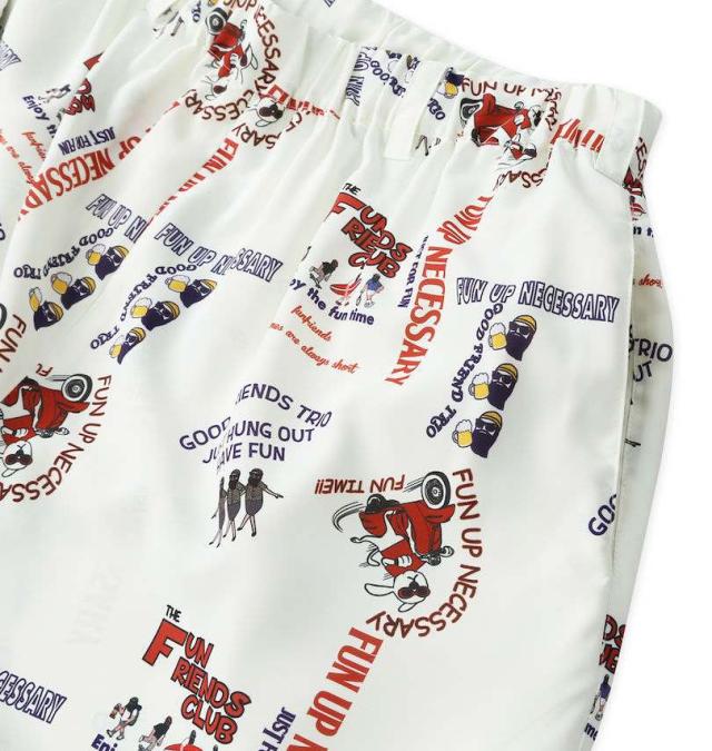 大きいサイズ FUN for modemdesign LIFE OJI柄 アロハ ショーツ オフホワイト 3L 4L 5L 6L 8L/1274-5541-1-89