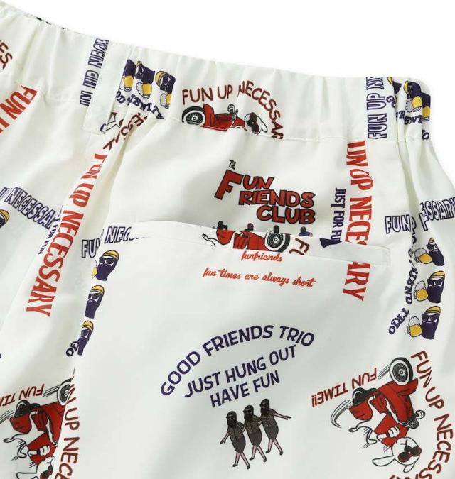 大きいサイズ FUN for modemdesign LIFE OJI柄 アロハ ショーツ オフホワイト 3L 4L 5L 6L 8L/1274-5541-1-89