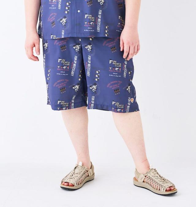 大きいサイズ FUN for modemdesign LIFE OJI柄 アロハ ショーツ インクブルー 3L 4L 5L 6L 8L/1274-5541-2-89