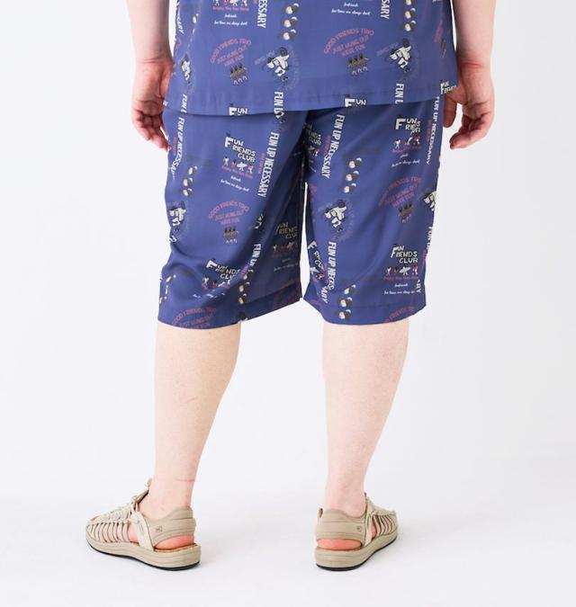 大きいサイズ FUN for modemdesign LIFE OJI柄 アロハ ショーツ インクブルー 3L 4L 5L 6L 8L/1274-5541-2-89