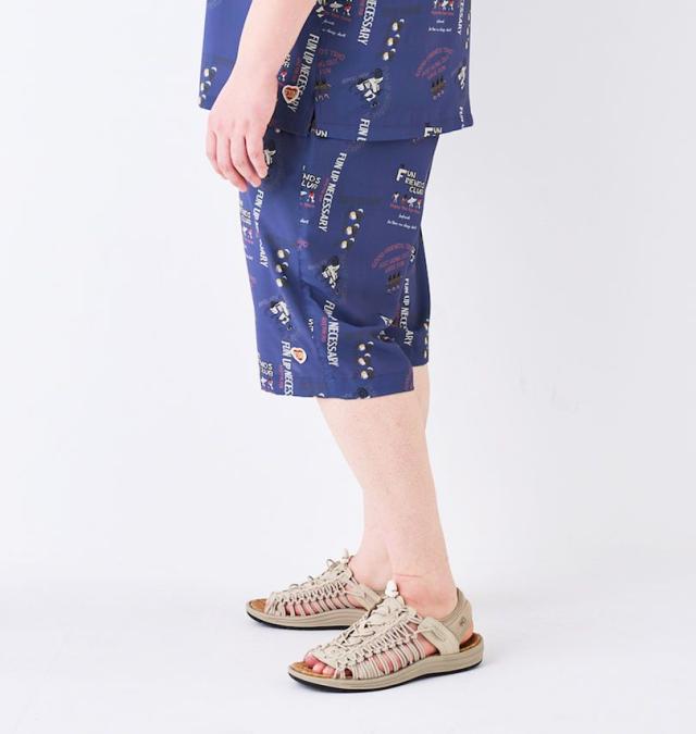 大きいサイズ FUN for modemdesign LIFE OJI柄 アロハ ショーツ インクブルー 3L 4L 5L 6L 8L/1274-5541-2-89