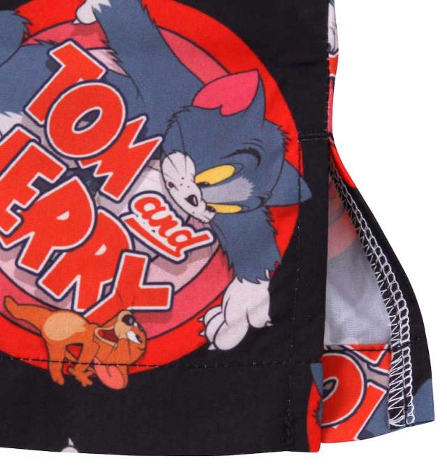 大きいサイズ TOM and JERRY 接触冷感オープンカラー半袖シャツ ブラック 3L 4L 5L 6L 8L/1277-3215-2-89
