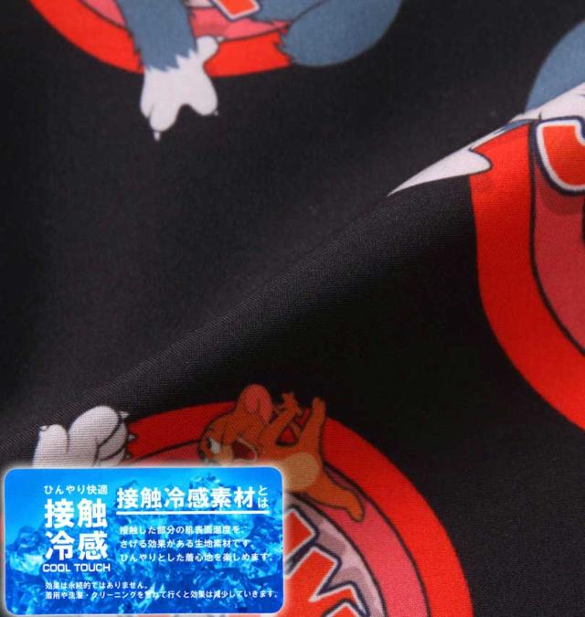 大きいサイズ TOM and JERRY 接触冷感オープンカラー半袖シャツ ブラック 3L 4L 5L 6L 8L/1277-3215-2-89