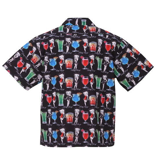 大きいサイズ BETTY BOOP 接触冷感オープンカラー半袖シャツ ブラック 3L 4L 5L 6L 8L/1277-3220-1-89