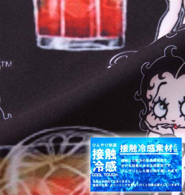 大きいサイズ BETTY BOOP 接触冷感オープンカラー半袖シャツ ブラック 3L 4L 5L 6L 8L/1277-3220-1-89