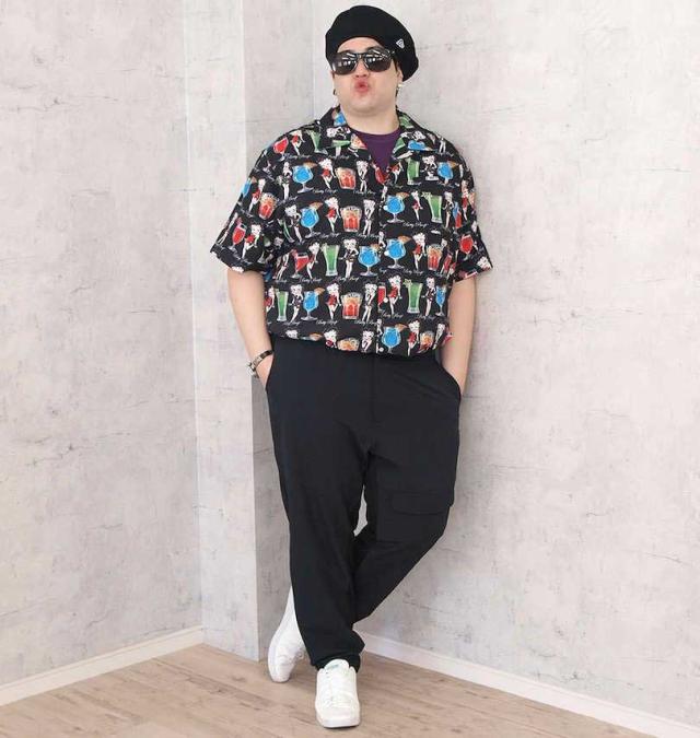 大きいサイズ BETTY BOOP 接触冷感オープンカラー半袖シャツ ブラック 3L 4L 5L 6L 8L/1277-3220-1-89