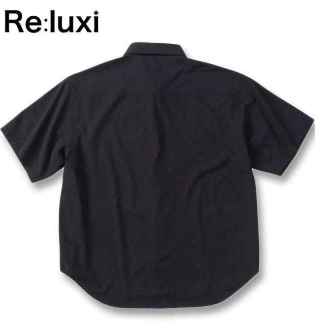 大きいサイズ Re:luxi チェーン付 ウォール柄 半袖シャツ ブラック 3L 4L 5L 6L/1277-4260-2-89