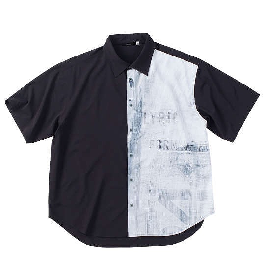 大きいサイズ Re:luxi チェーン付 ウォール柄 半袖シャツ ブラック 3L 4L 5L 6L/1277-4260-2-89