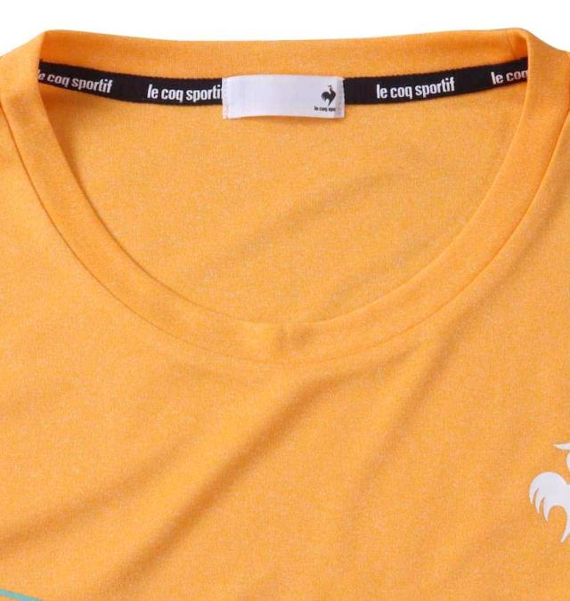 大きいサイズ LE COQ SPORTIF 杢スムースグラフィックプラクティス半袖Tシャツ オレンジ 3L 4L 5L 6L/1278-3260-3-89