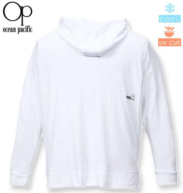 大きいサイズ OCEAN PACIFIC 長袖フルジップパーカーラッシュガード ホワイト 3L 4L 5L 6L 8L/1278-3295-1-89