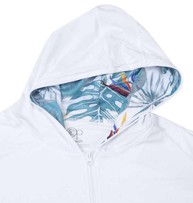 大きいサイズ OCEAN PACIFIC 長袖フルジップパーカーラッシュガード ホワイト 3L 4L 5L 6L 8L/1278-3295-1-89