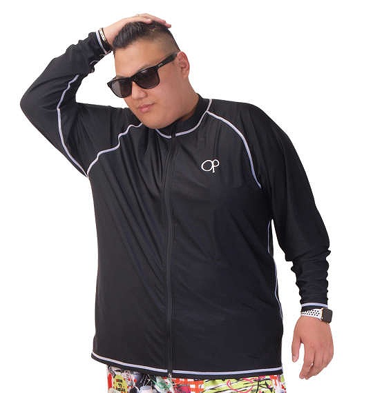 大きいサイズ OCEAN PACIFIC 長袖フルジップラッシュガード ブラック 3L 4L 5L 6L 8L/1278-3298-1-89