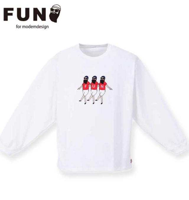 大きいサイズ FUN for modemdesign buddy-buddy ojisan 長袖Tシャツ ホワイト 3L 4L 5L 6L/1278-3607-1-89
