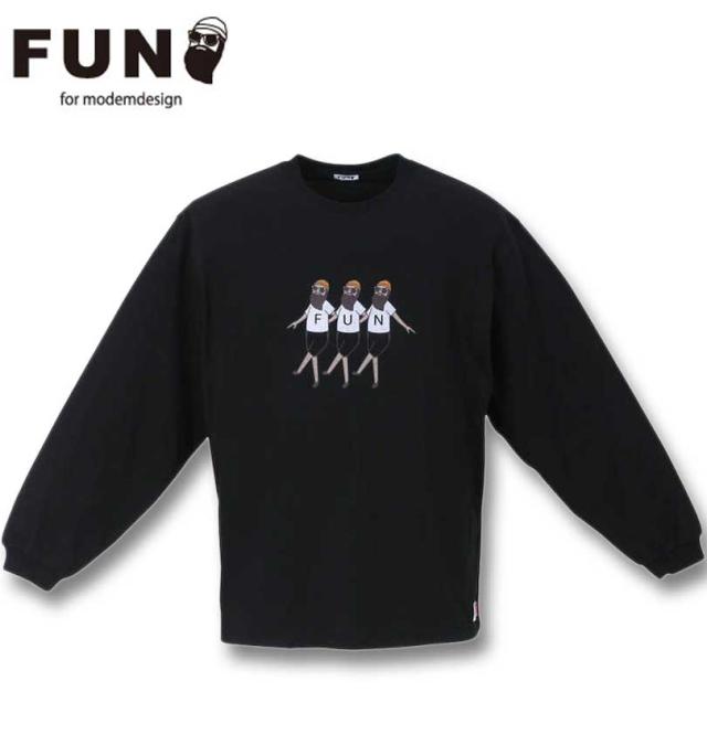 大きいサイズ FUN for modemdesign buddy-buddy ojisan 長袖Tシャツ ブラック 3L 4L 5L 6L/1278-3607-2-89