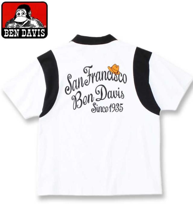 大きいサイズ BEN DAVIS ジャージー ボウリング 半袖シャツ ホワイト 3L 4L 5L 6L/1278-4573-1-89