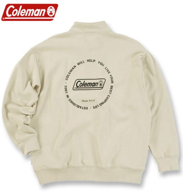 大きいサイズ Coleman 裏起毛 ハーフボタン トレーナー アイボリー 3L 4L 5L 6L 8L/1278-4677-1-89