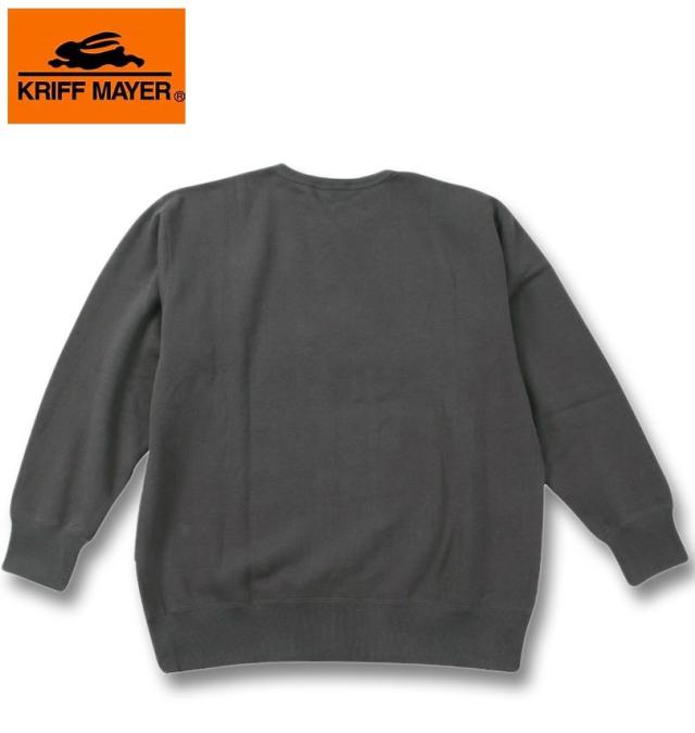 大きいサイズ KRIFF MAYER 裏起毛 サガラロゴ クルーネック スウェット チャコール 3L 4L 5L 6L 8L/1278-4690-1-89