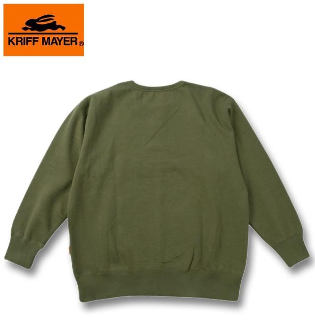 大きいサイズ KRIFF MAYER 裏起毛 サガラロゴ クルーネック スウェット カーキ 3L 4L 5L 6L 8L/1278-4690-2-89