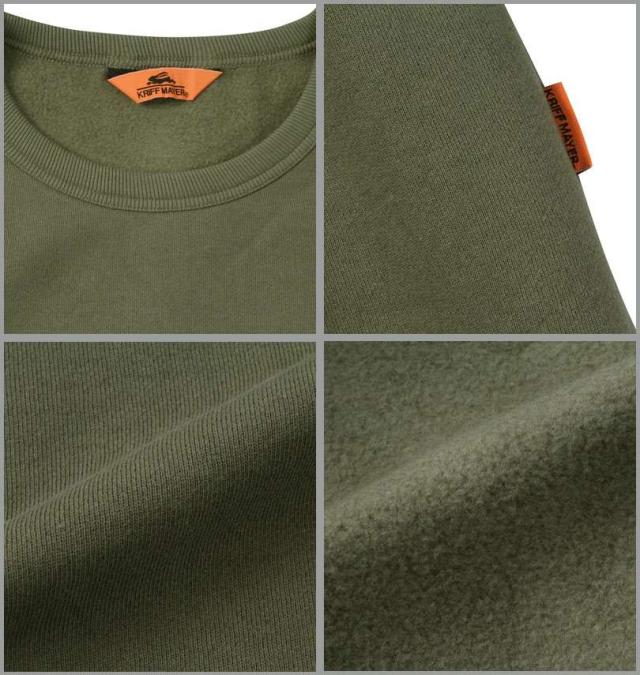 大きいサイズ KRIFF MAYER 裏起毛 サガラロゴ クルーネック スウェット カーキ 3L 4L 5L 6L 8L/1278-4690-2-89