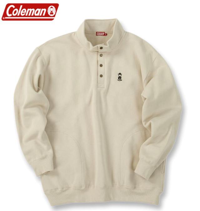 大きいサイズ Coleman 裏起毛 ハーフボタン トレーナー アイボリー 3L 4L 5L 6L/1278-5641-1-89